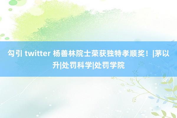 勾引 twitter 杨善林院士荣获独特孝顺奖！|茅以升|处罚科学|处罚学院